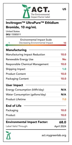 Invitrogen™ UltraPure™ Ethidium Bromide, 10 mg/mL